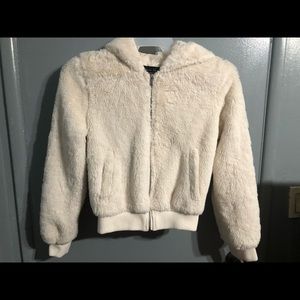 White fluffy jacket, size small